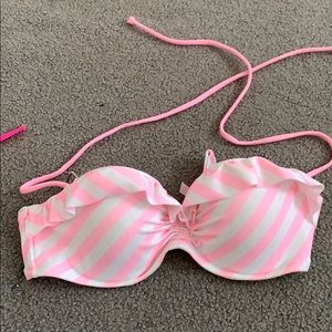 VS Pink and white stripe bandeau swim top